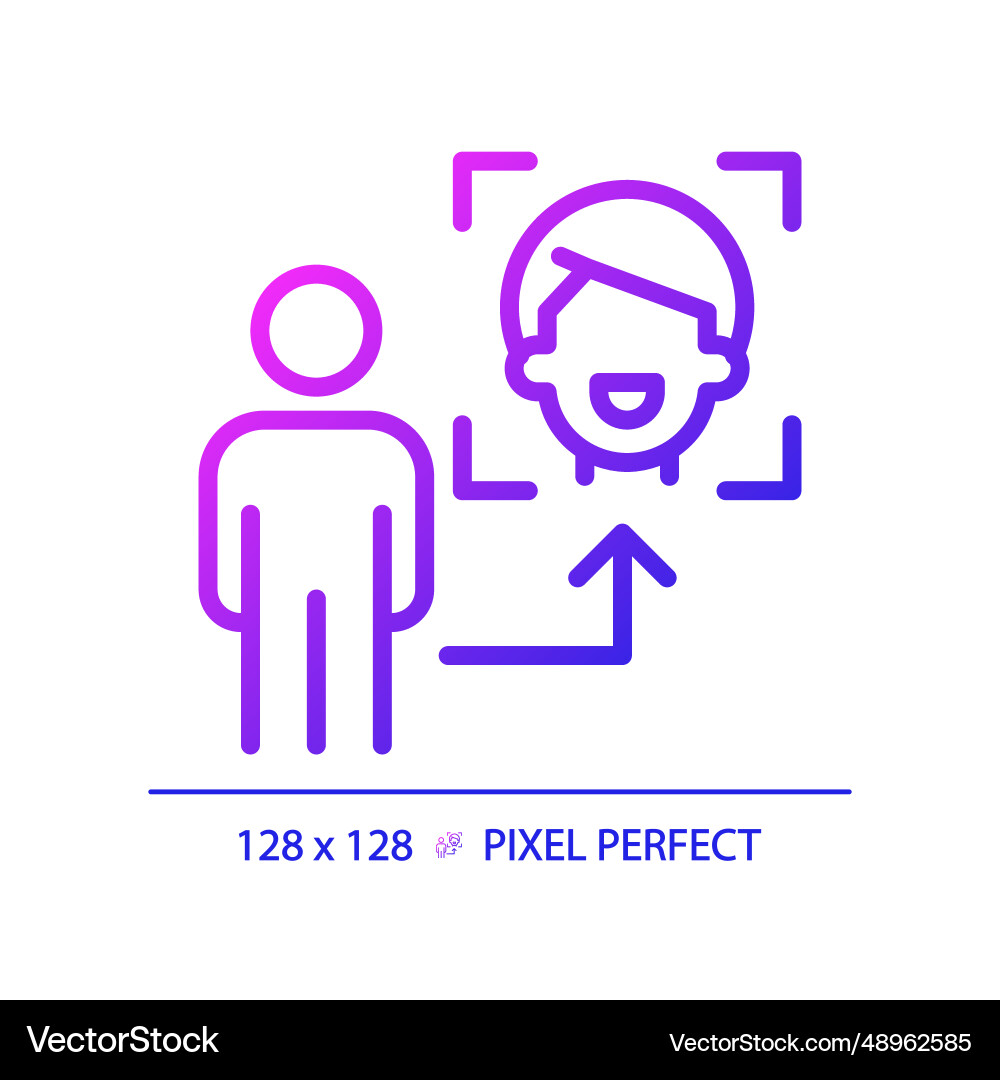 2d thin linear gradient face recognition icon 2d thin linear gradient face recognition icon vector image