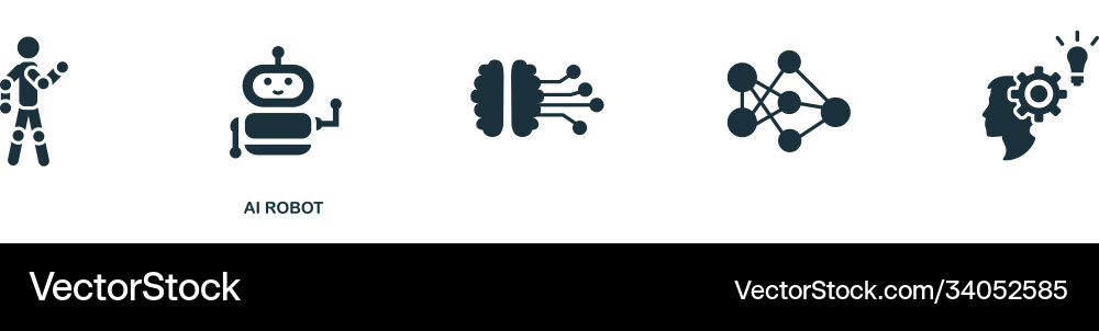 AI Robot Icon - Simple Line Art vector image