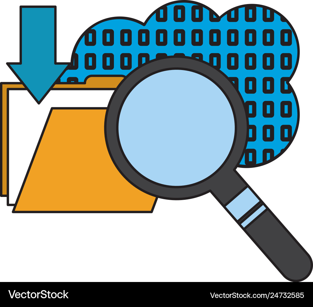 Cloud computing with magnifying glass and folder Cloud computing with magnifying glass and folder vector image