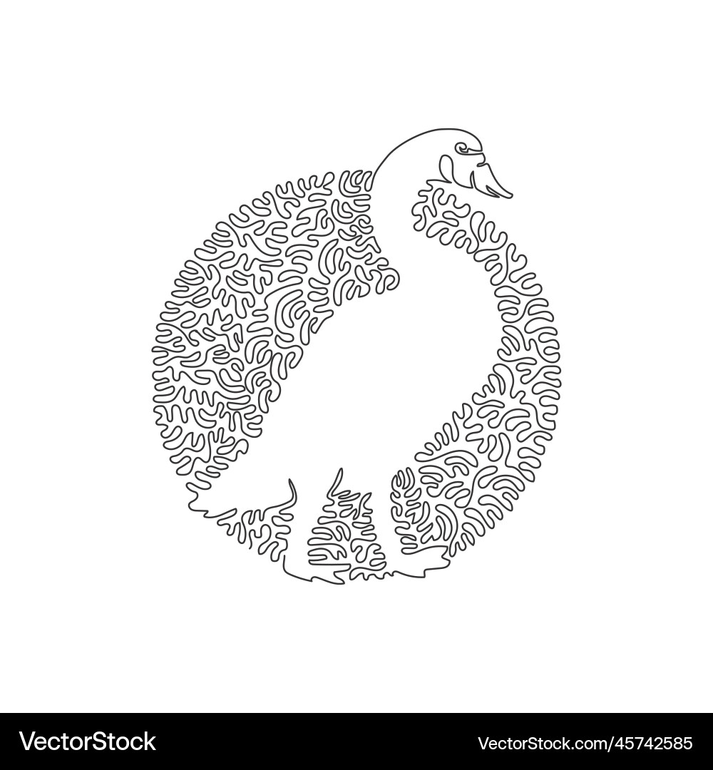 Continuous one curve line drawing of funny swan Continuous one curve line drawing of funny swan vector image