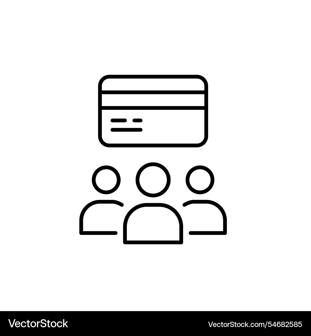 Credit card and group of users shared account Credit card and group of users shared account Vector Image