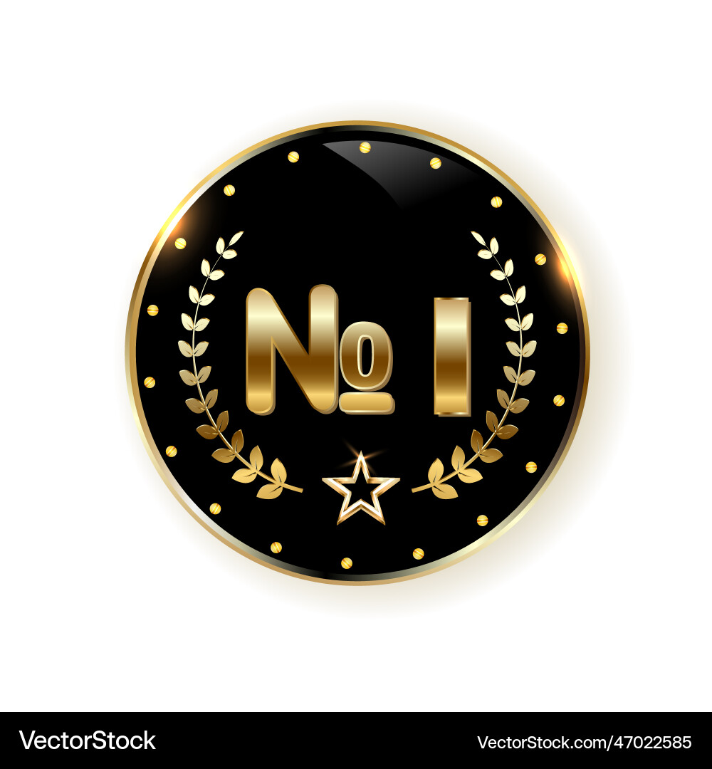 Golden laurel with number one Golden laurel with number one vector image