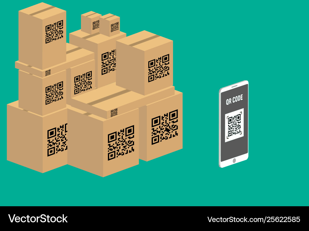 Isometric flat concept qr code barcode Isometric flat concept qr code barcode vector image