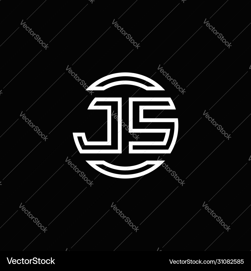 Js logo monogram with negative space circle vector image