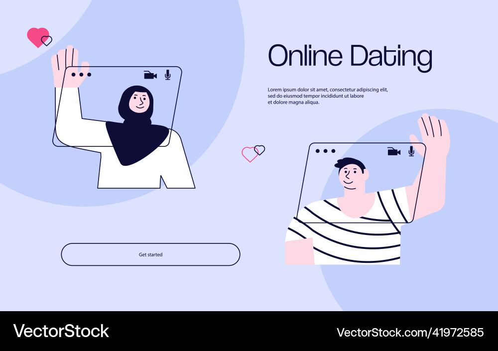 Landing web page template of virtual dating Landing web page template of virtual dating vector image