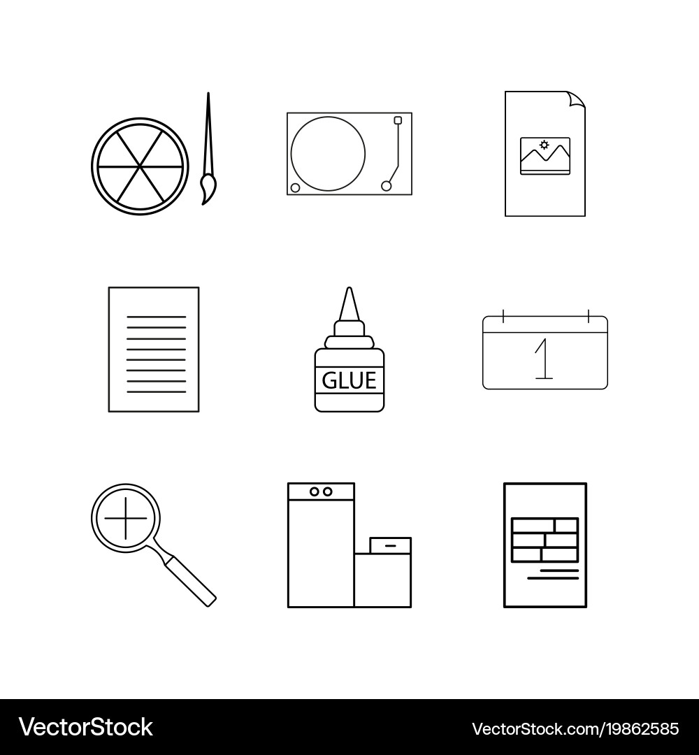 Office linear icon set simple outline icons vector image