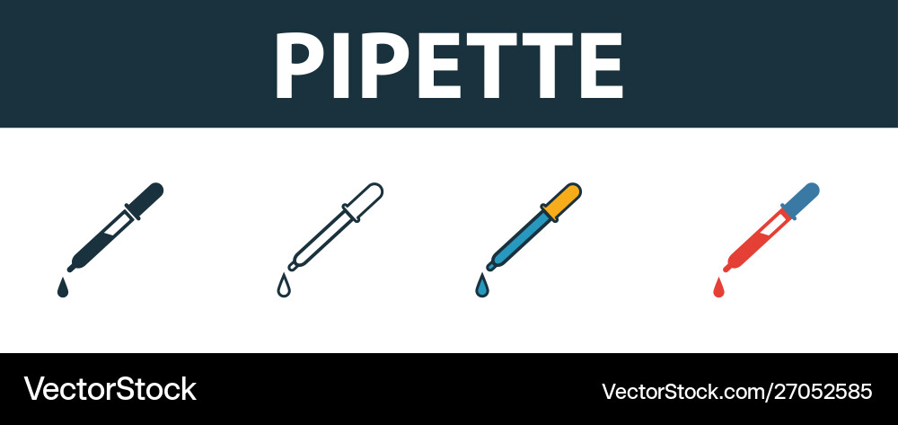 Pipette icon set four elements in different styles Pipette icon set four elements in different styles vector image