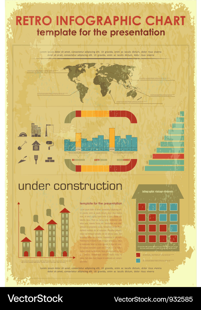 Retro World Map Infographic Chart vector image