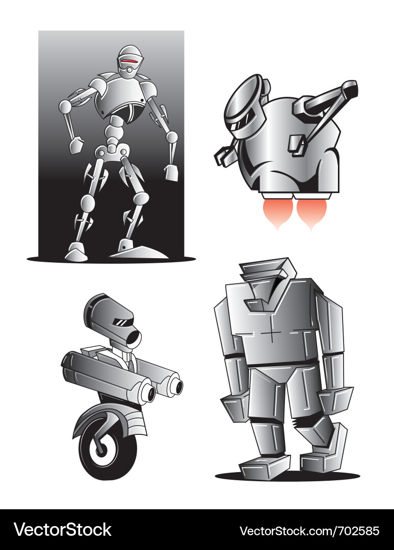 Robotic Figures Collection vector image