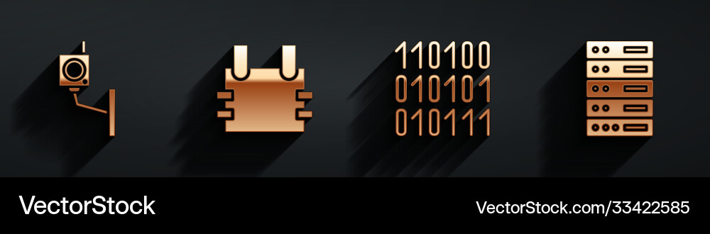 Set security camera bulletproof vest binary code vector image