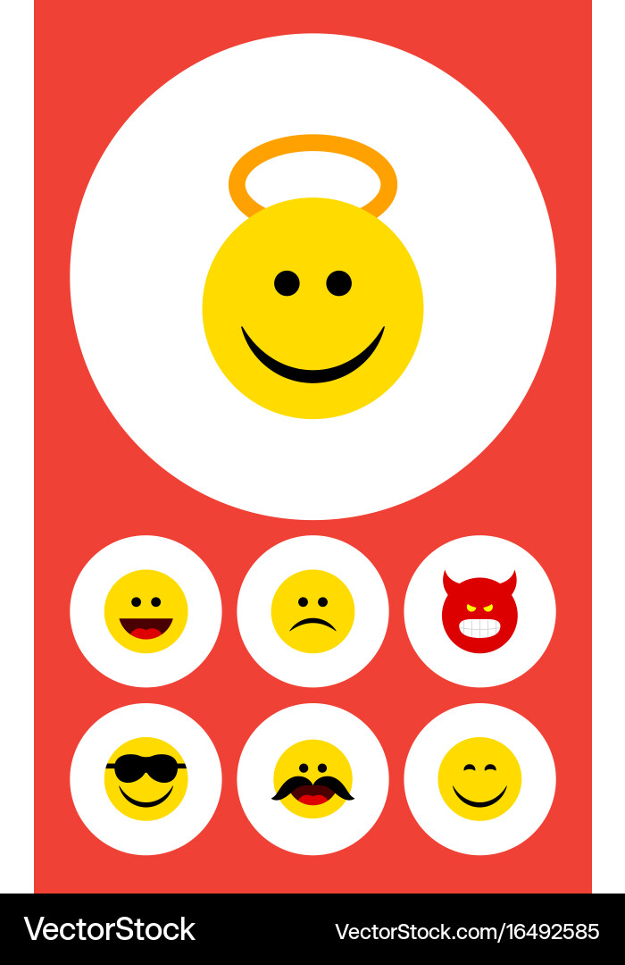 Smiling Face Icon Set vector image