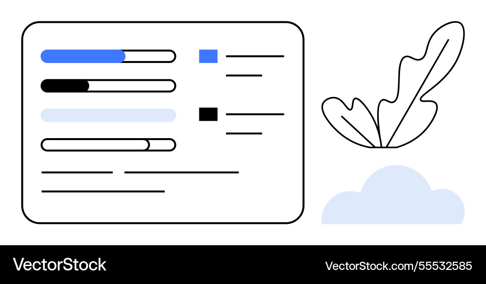 Task management dashboard with progress bars Task management dashboard with progress bars Vector Image