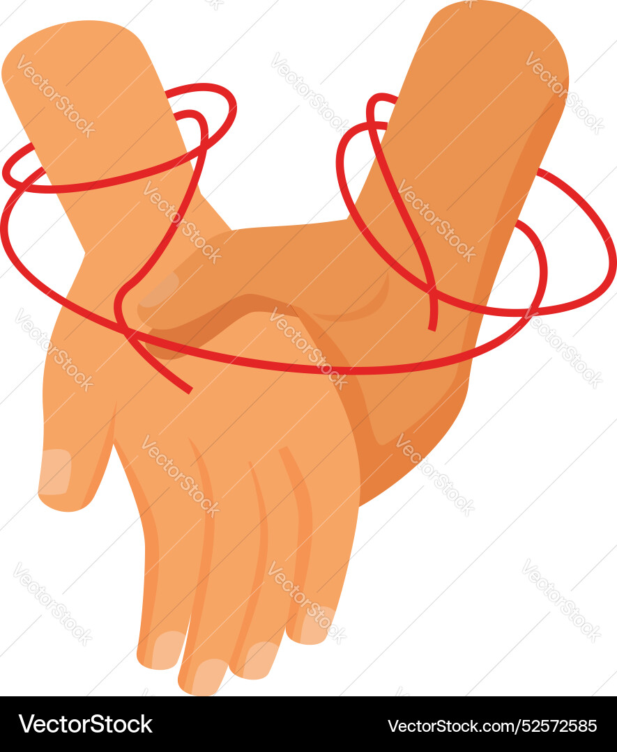 Two hands trying to break free from red string vector image