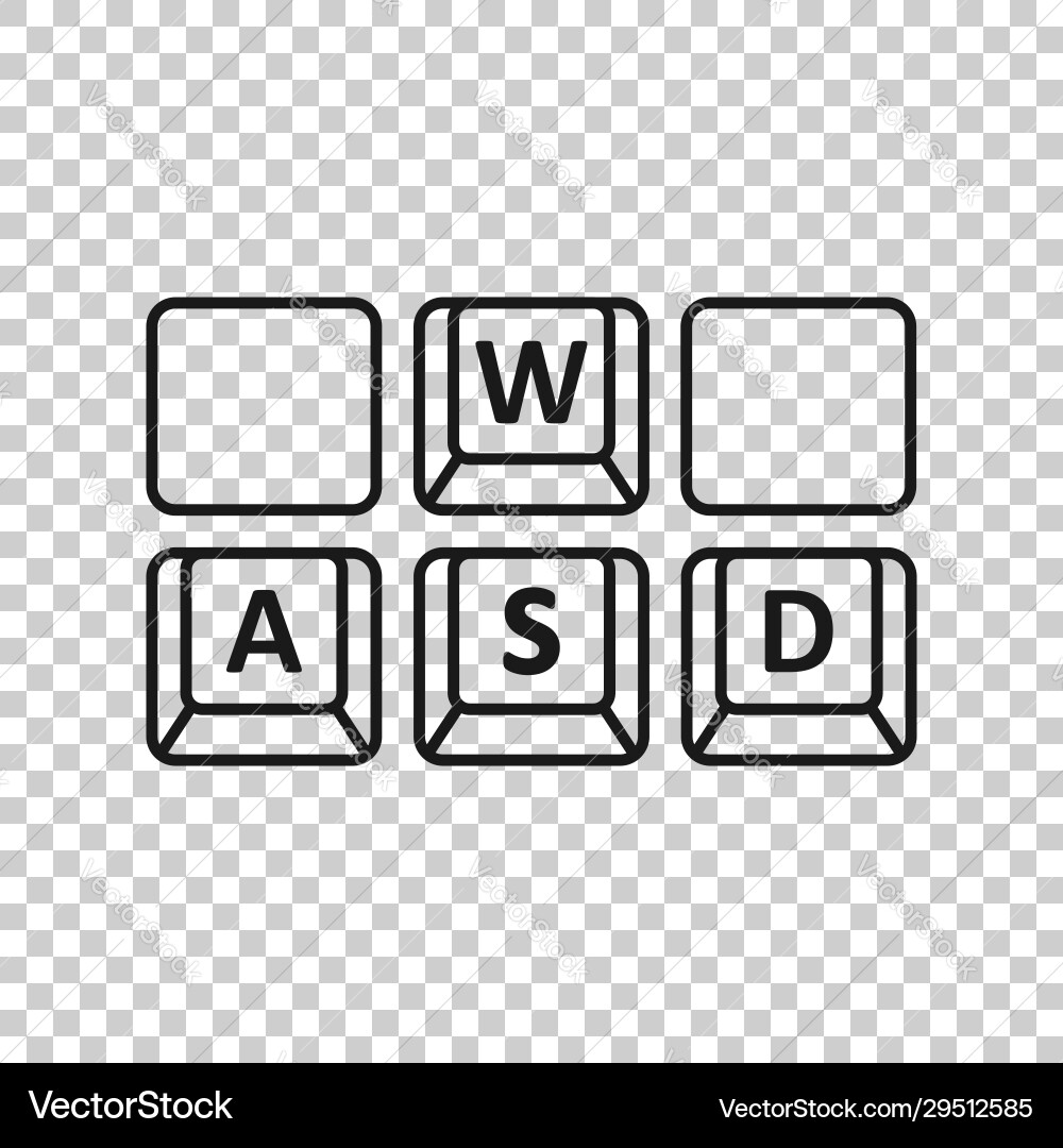 Wasd button icon in flat style keyboard on white Wasd button icon in flat style keyboard on white vector image