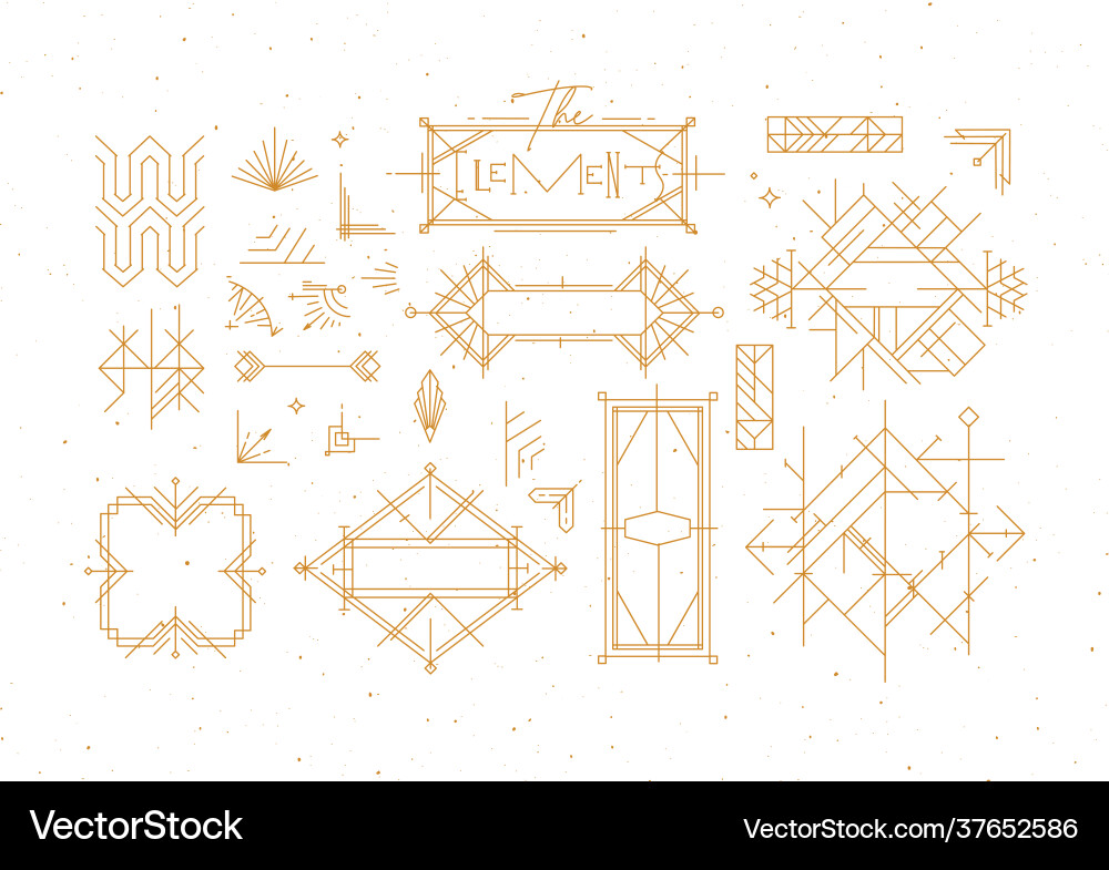 Art deco vintage design elements gold Art deco vintage design elements gold vector image