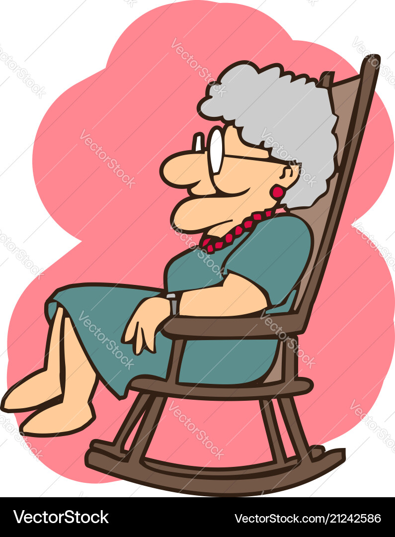 Cartoon Granny in Rocking Chair Royalty Free Vector Image