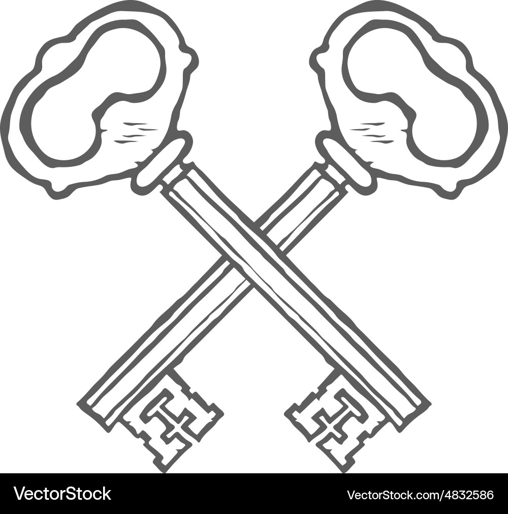 Crossed hand drawn keys design element vector image
