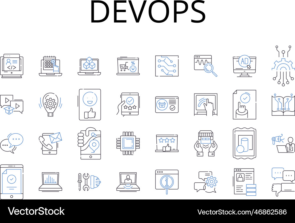Devops line icons collection agile development Devops line icons collection agile development vector image