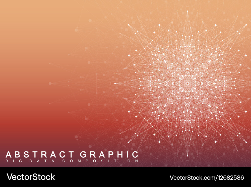 Fractal element with connected lines and dots big vector image