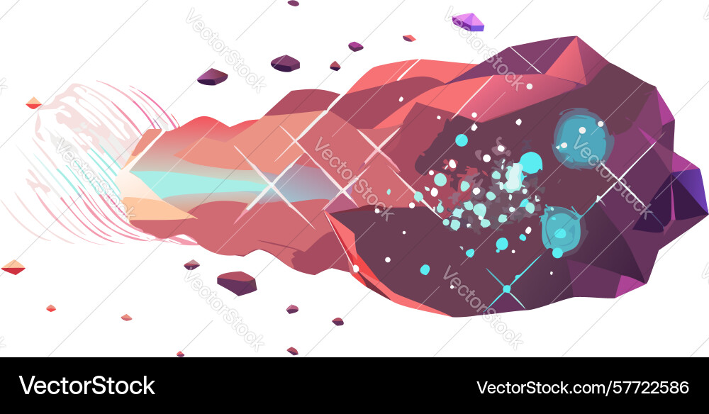Fragmented glowing abstract asteroid or meteor Vector Image