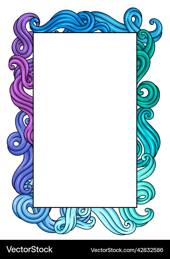 Frame with wave line curls color striped texture Frame with wave line curls color striped texture vector image