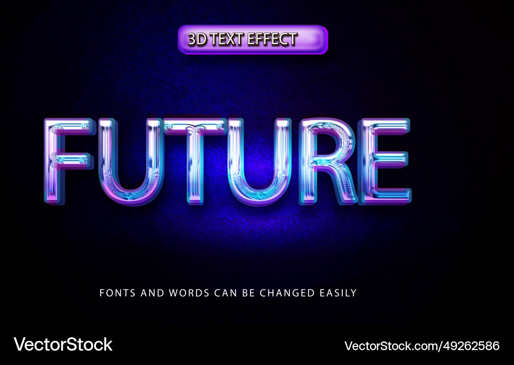 Future 3d editable text effect style Vector Image