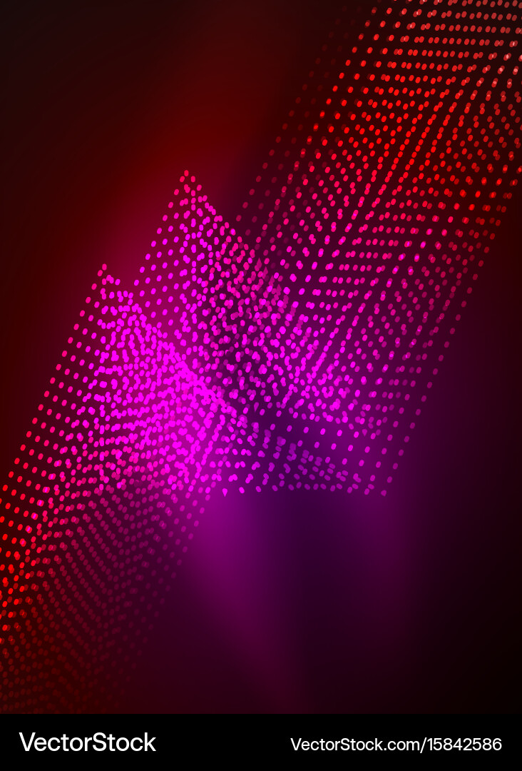 Glowing wave created with particles on dark color vector image