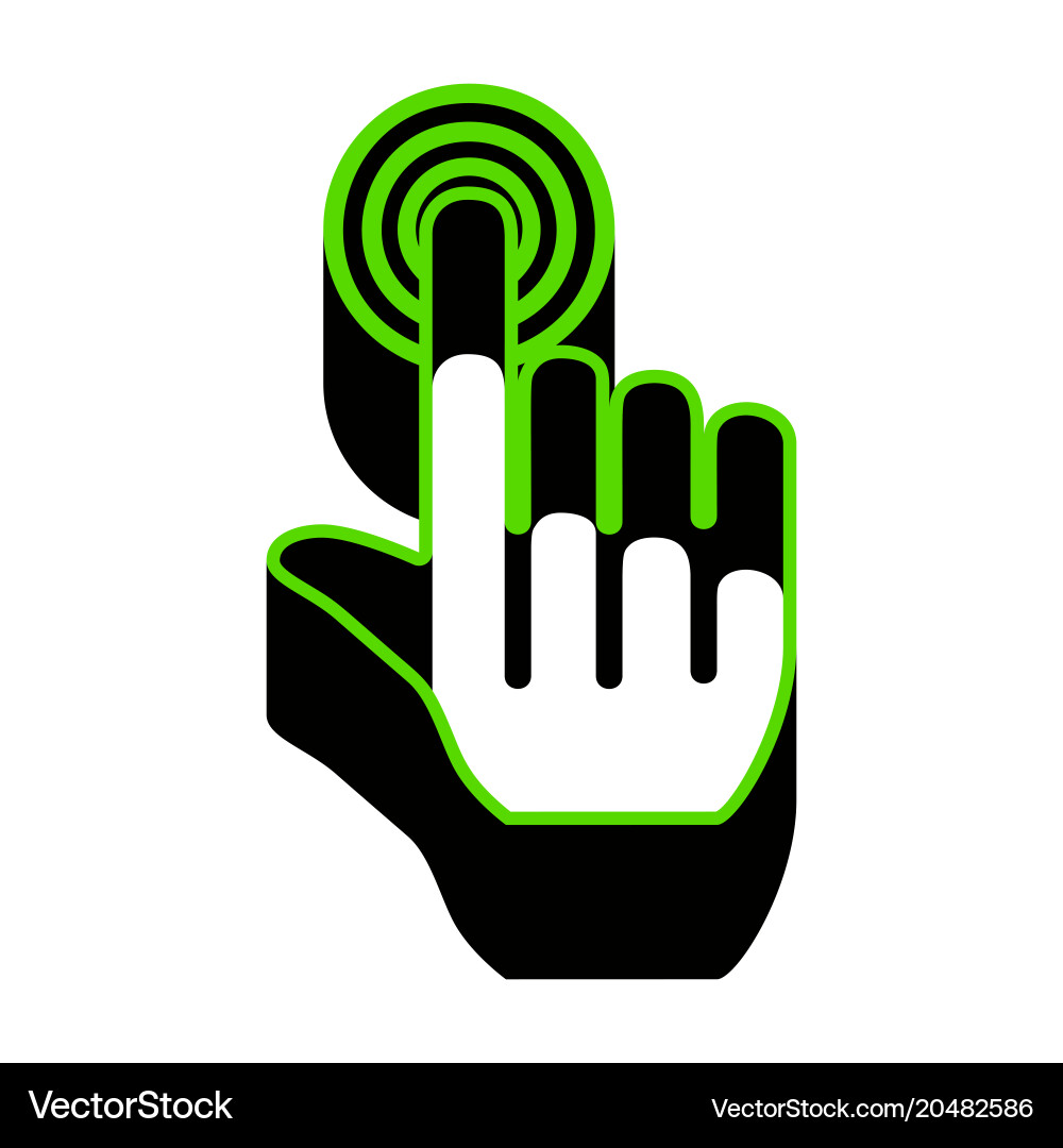 Hand click on button green 3d icon Vector Image