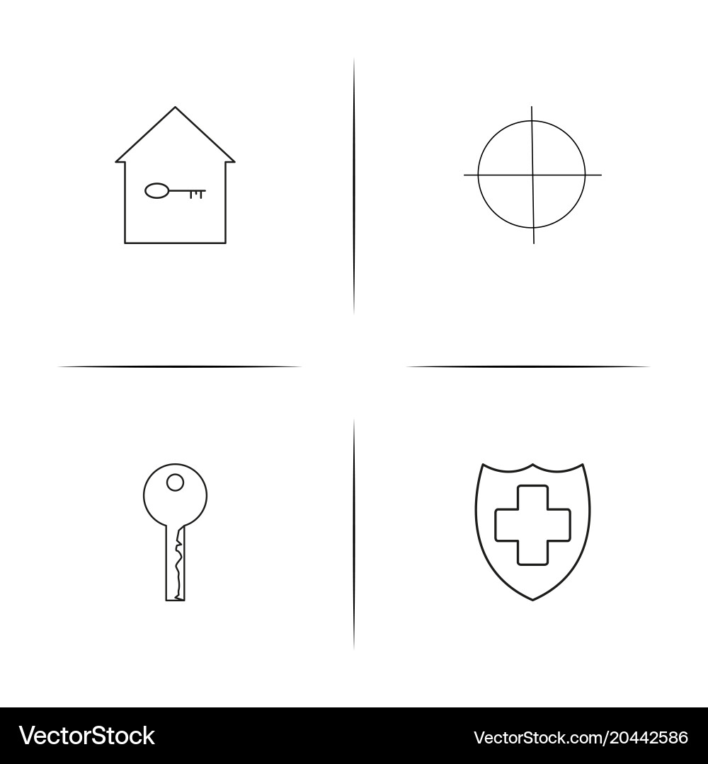 Internet security simple linear icon setsimple vector image