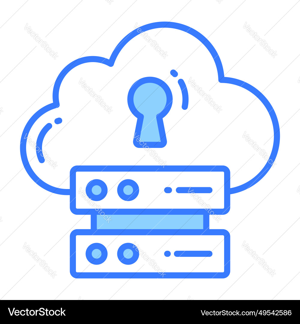 Keyhole on cloud with data server denoting vector image