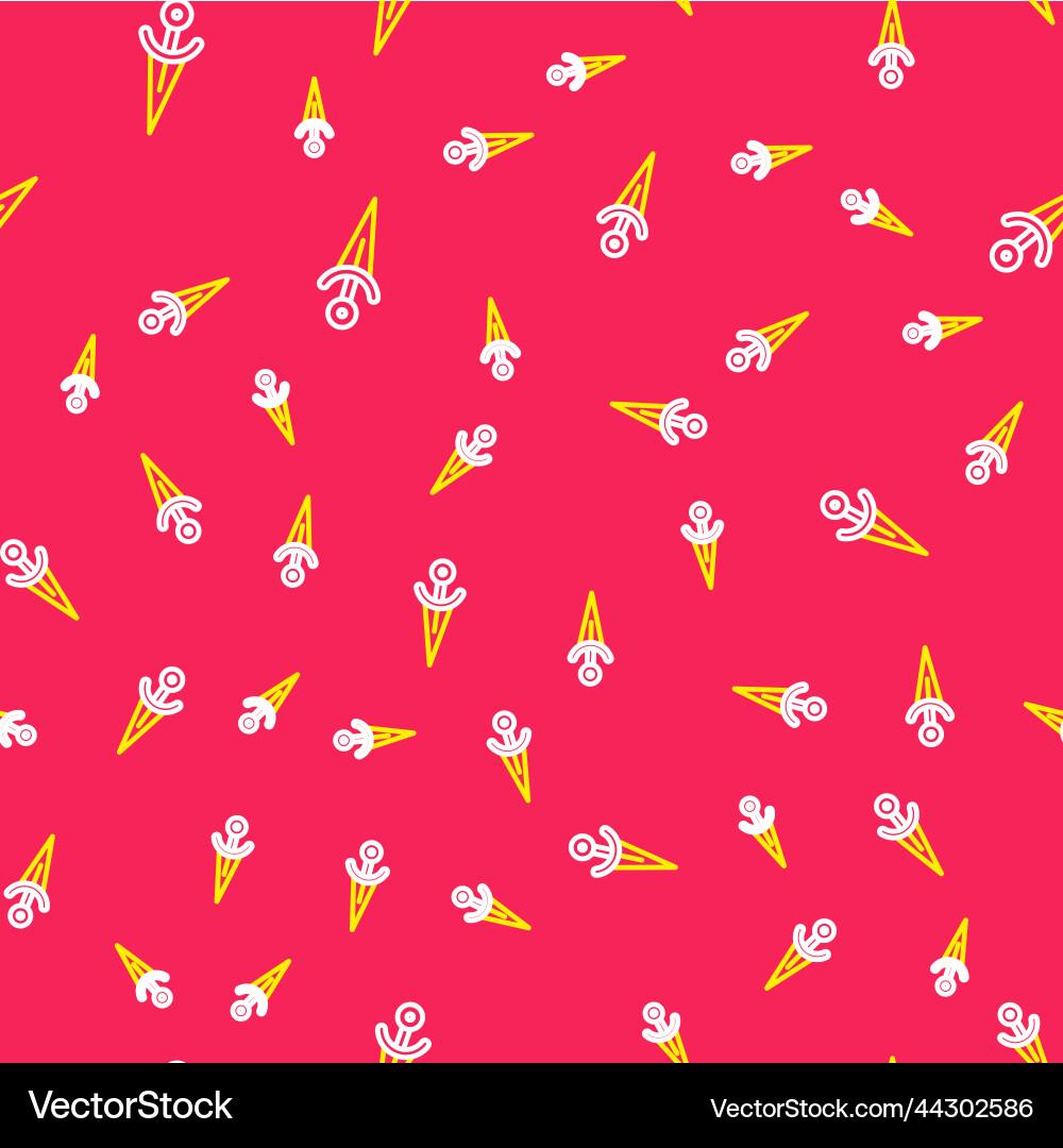 Line dagger icon isolated seamless pattern on red Line dagger icon isolated seamless pattern on red Vector Image