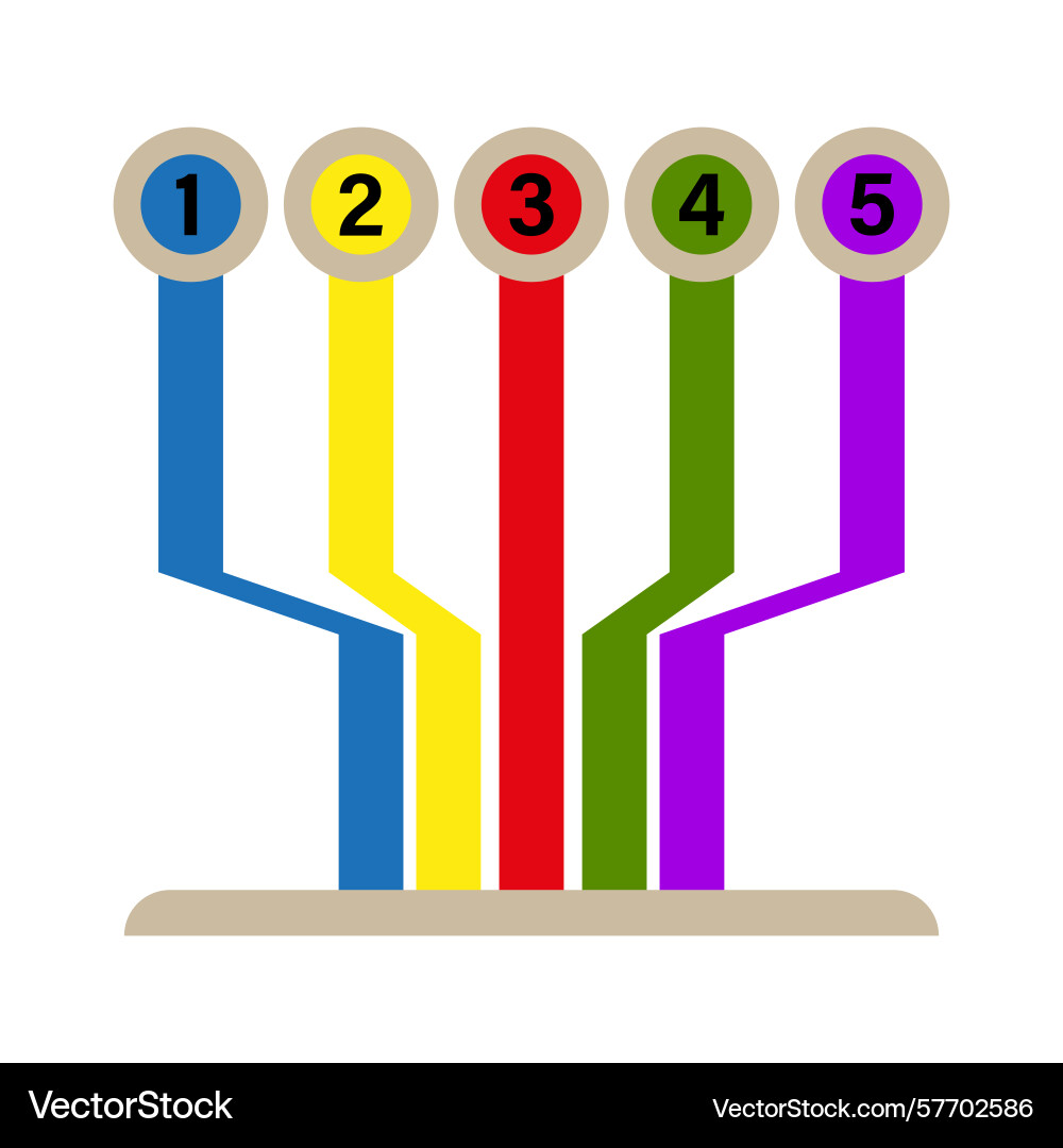 Numbered flow lines color branch hierarchy chart Numbered flow lines color branch hierarchy chart vector image