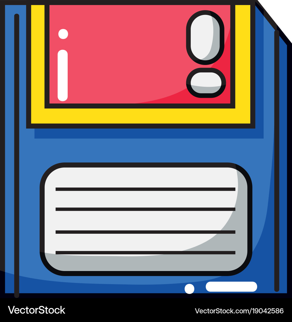 Retro diskette technology with data information Vector Image