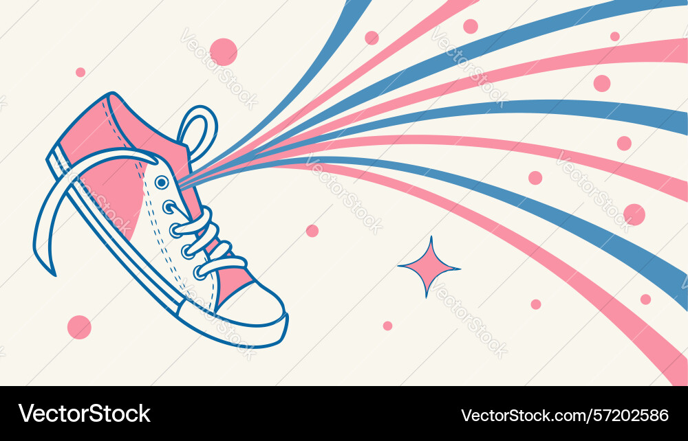 Running shoe with dynamic rainbow trail design Vector Image