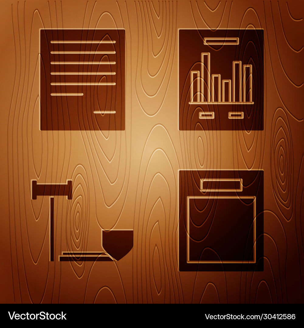 Set empty form document judge gavel with shield Set empty form document judge gavel with shield vector image