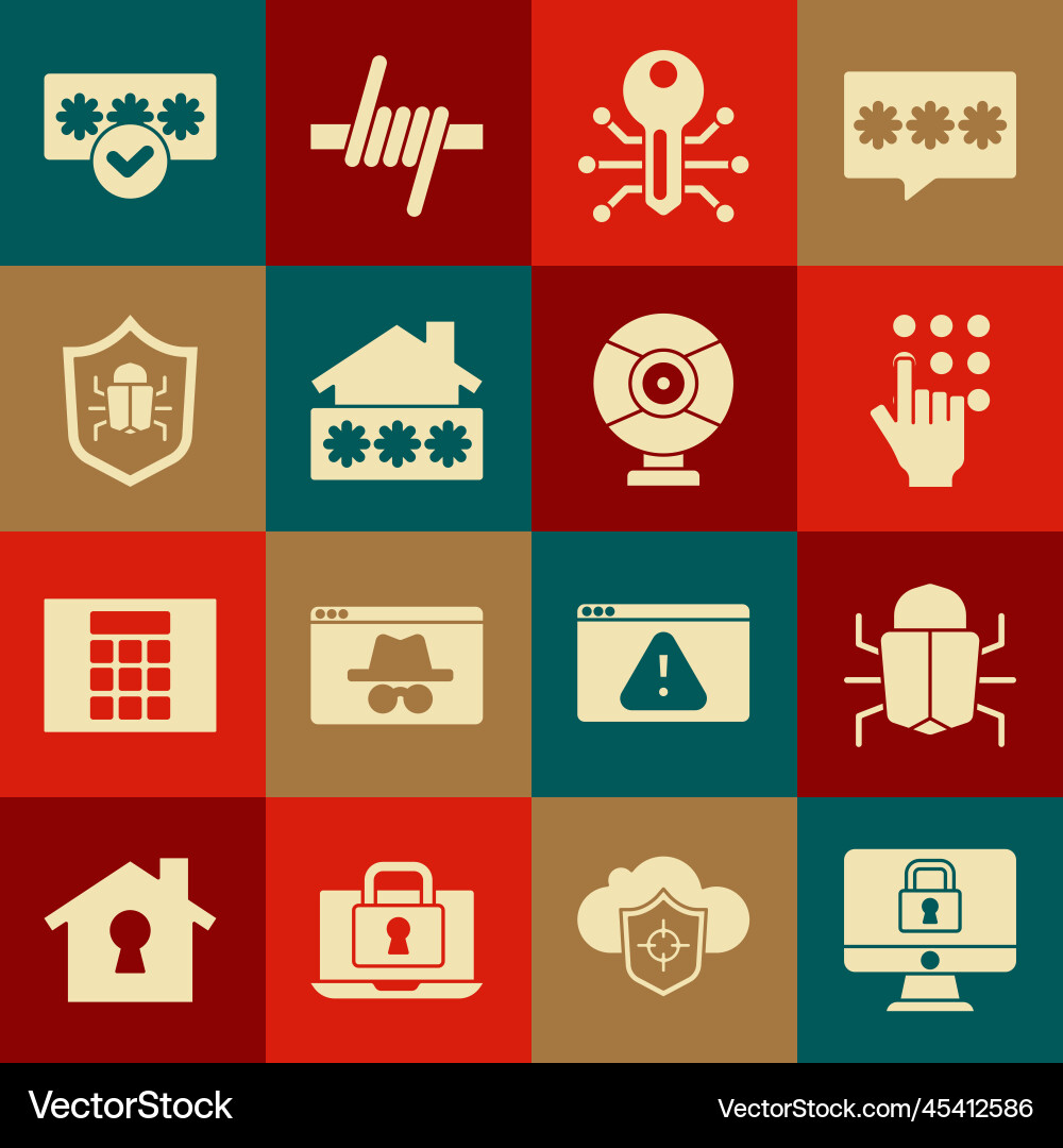 Set lock on monitor system bug password Set lock on monitor system bug password vector image