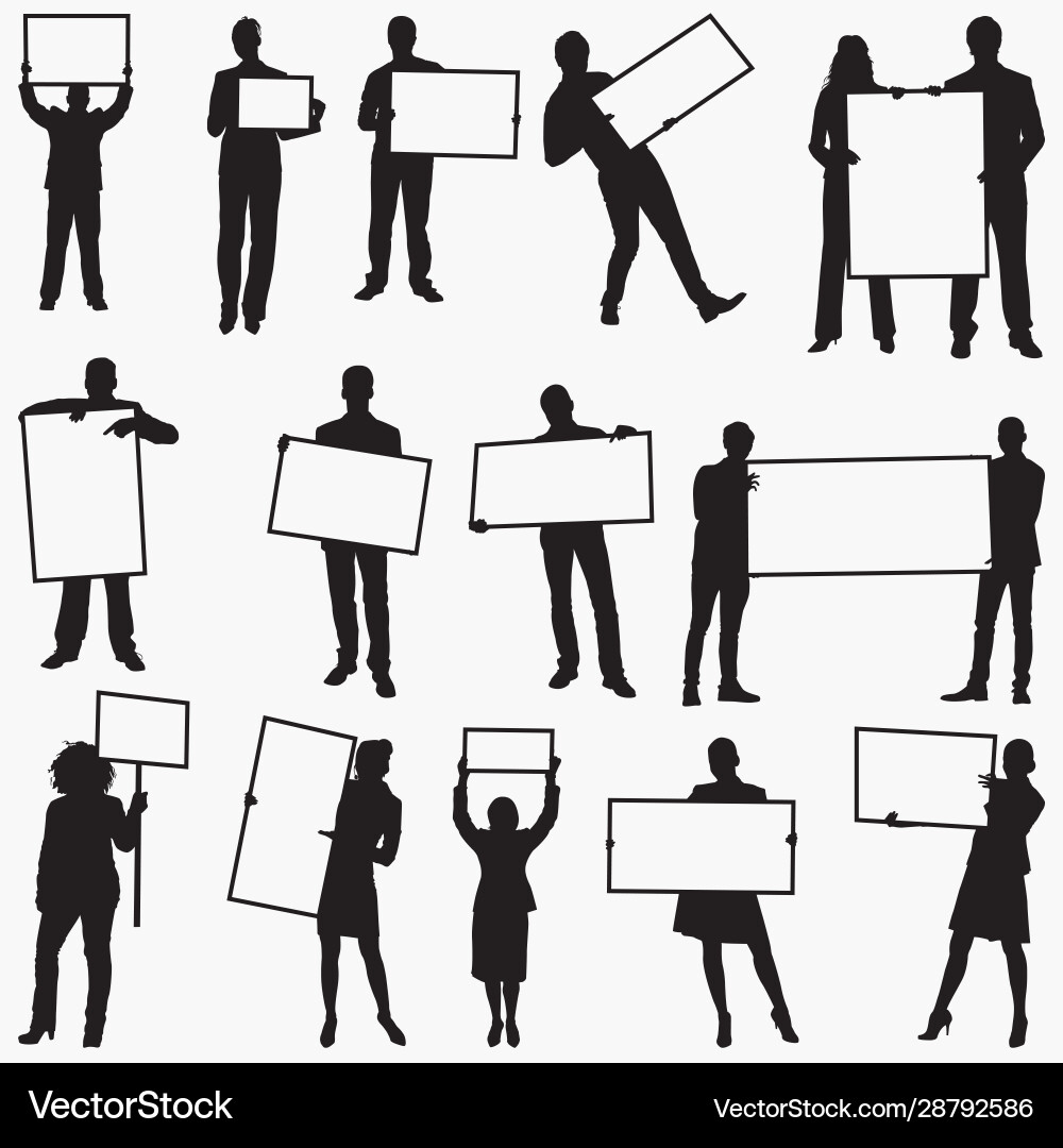 Silhouettes of Hands Holding Cards Vector Image