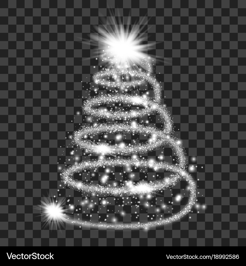 Silver particle wave in form of christmas tree Vector Image