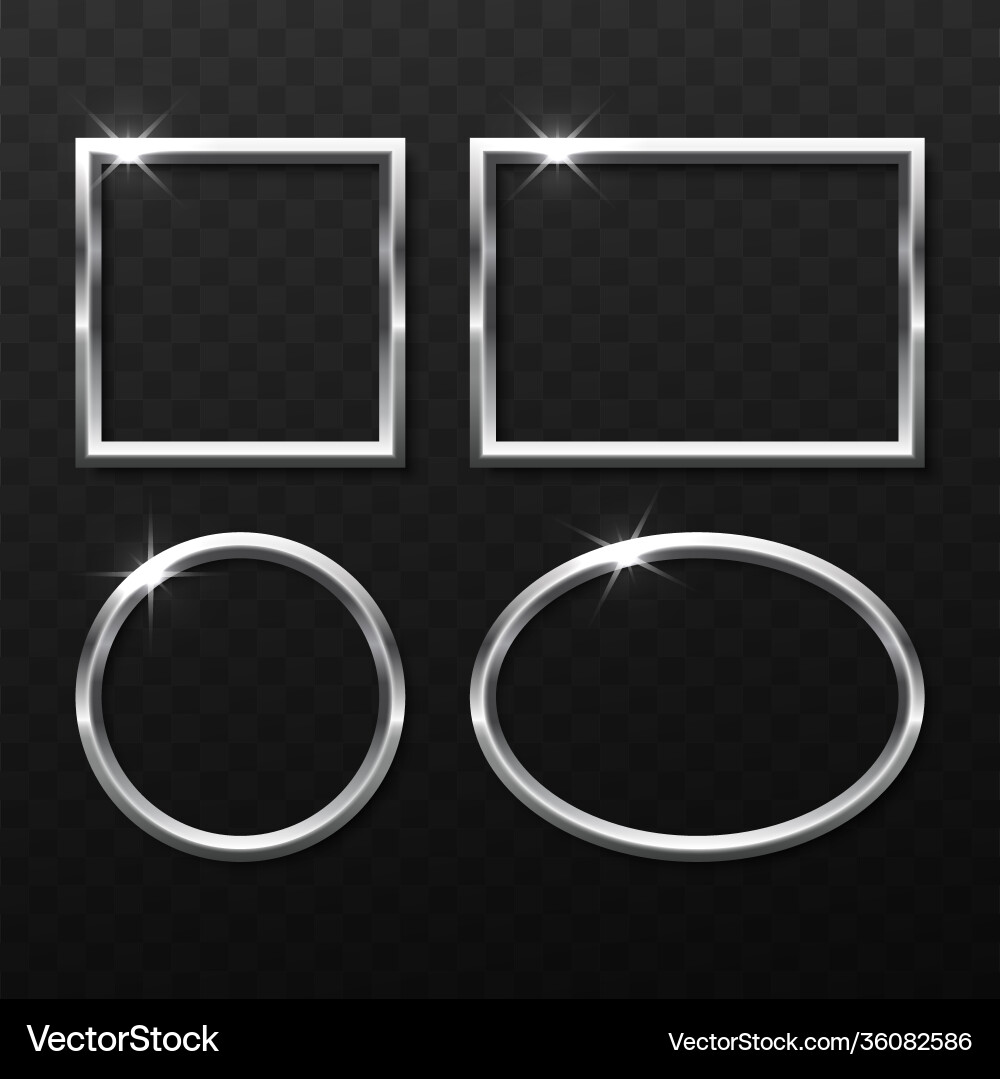 Silver shiny glowing frames set with shadows Vector Image