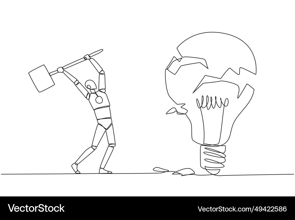 Single continuous line drawing smart robot Single continuous line drawing smart robot vector image