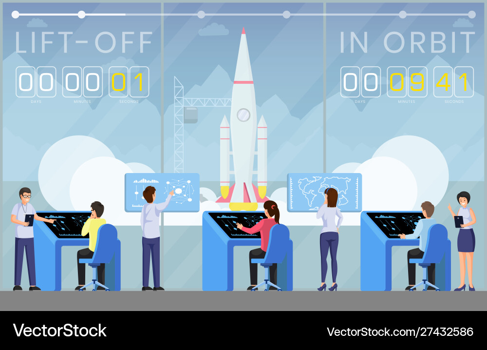 Spaceship launch countdown flat Spaceship launch countdown flat vector image