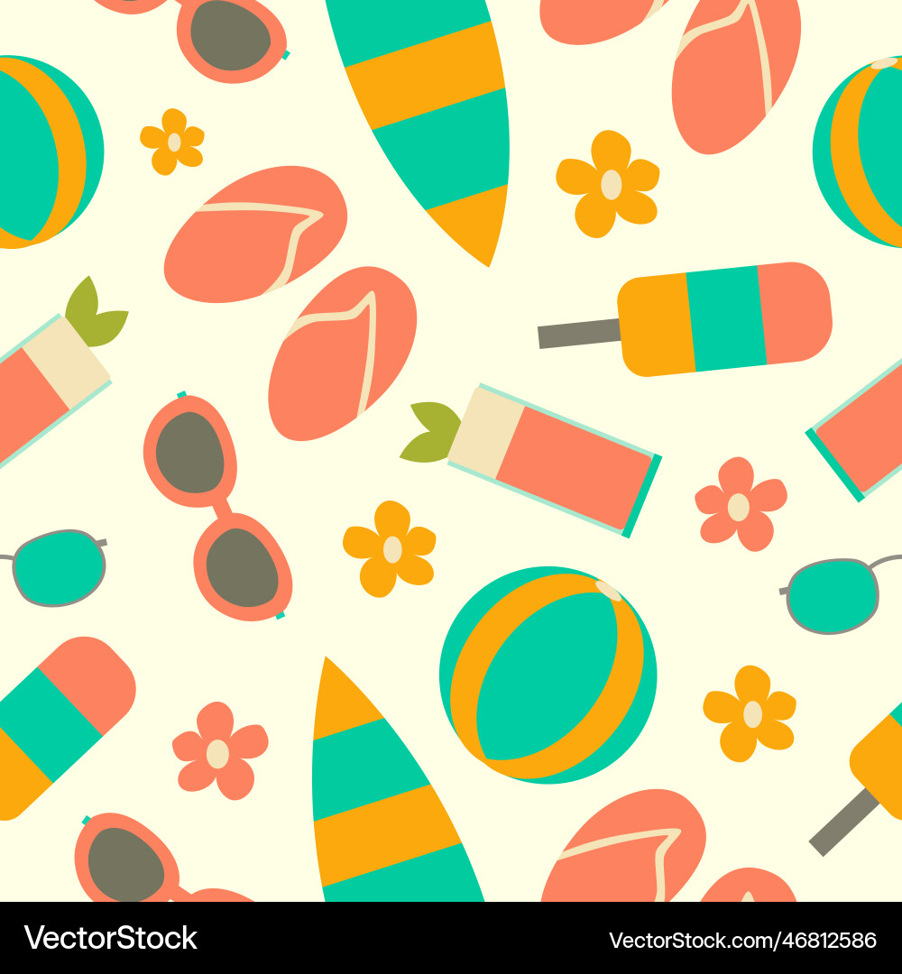 Summer pattern with leisure objects Vector Image