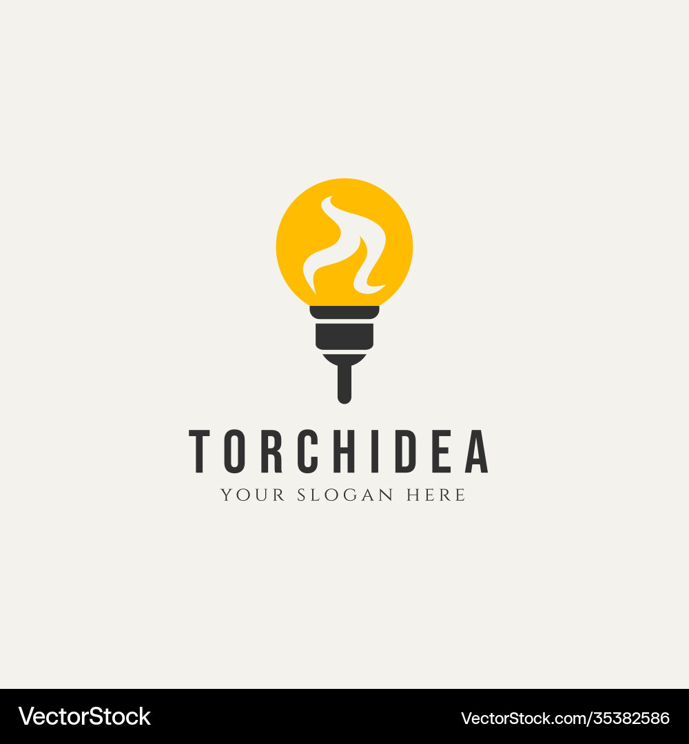 Torch idea simple logo design image Torch idea simple logo design image Vector Image