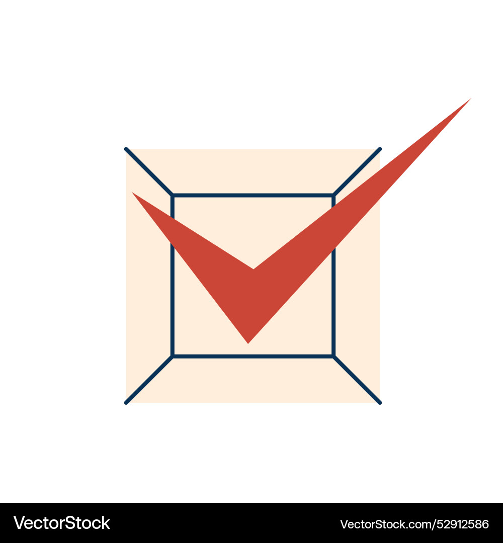 Vote 2024 red tick mark in a square box element Vector Image