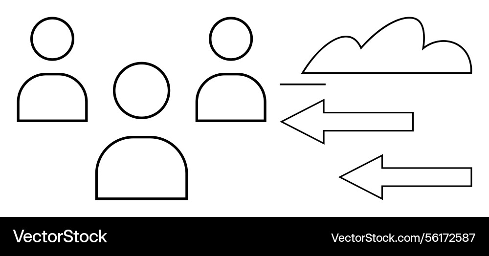 Cloud data sharing between users with arrows Cloud data sharing between users with arrows vector image