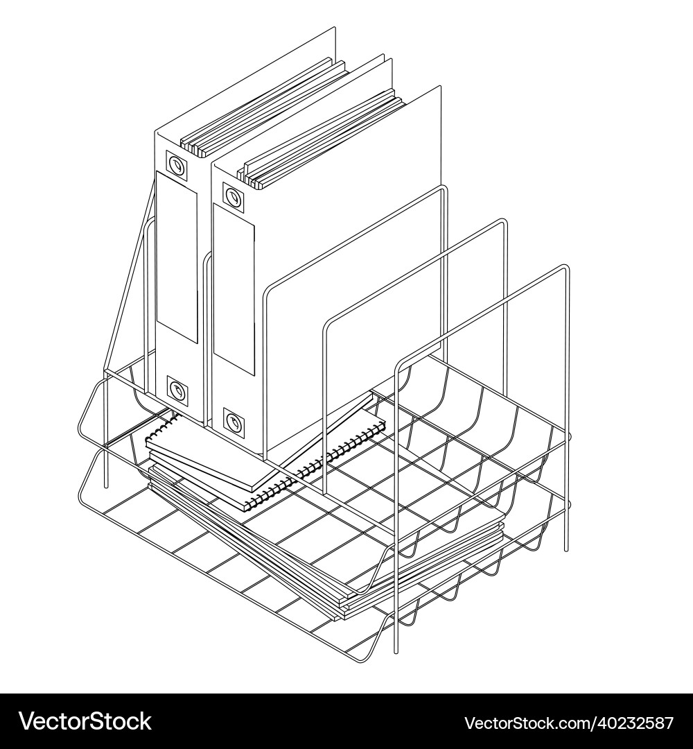 Contour of a shelf with folders documents Contour of a shelf with folders documents vector image