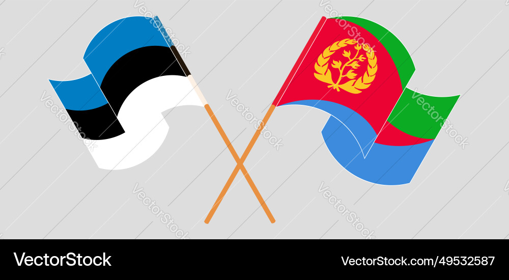Crossed and waving flags of estonia eritrea Crossed and waving flags of estonia eritrea vector image