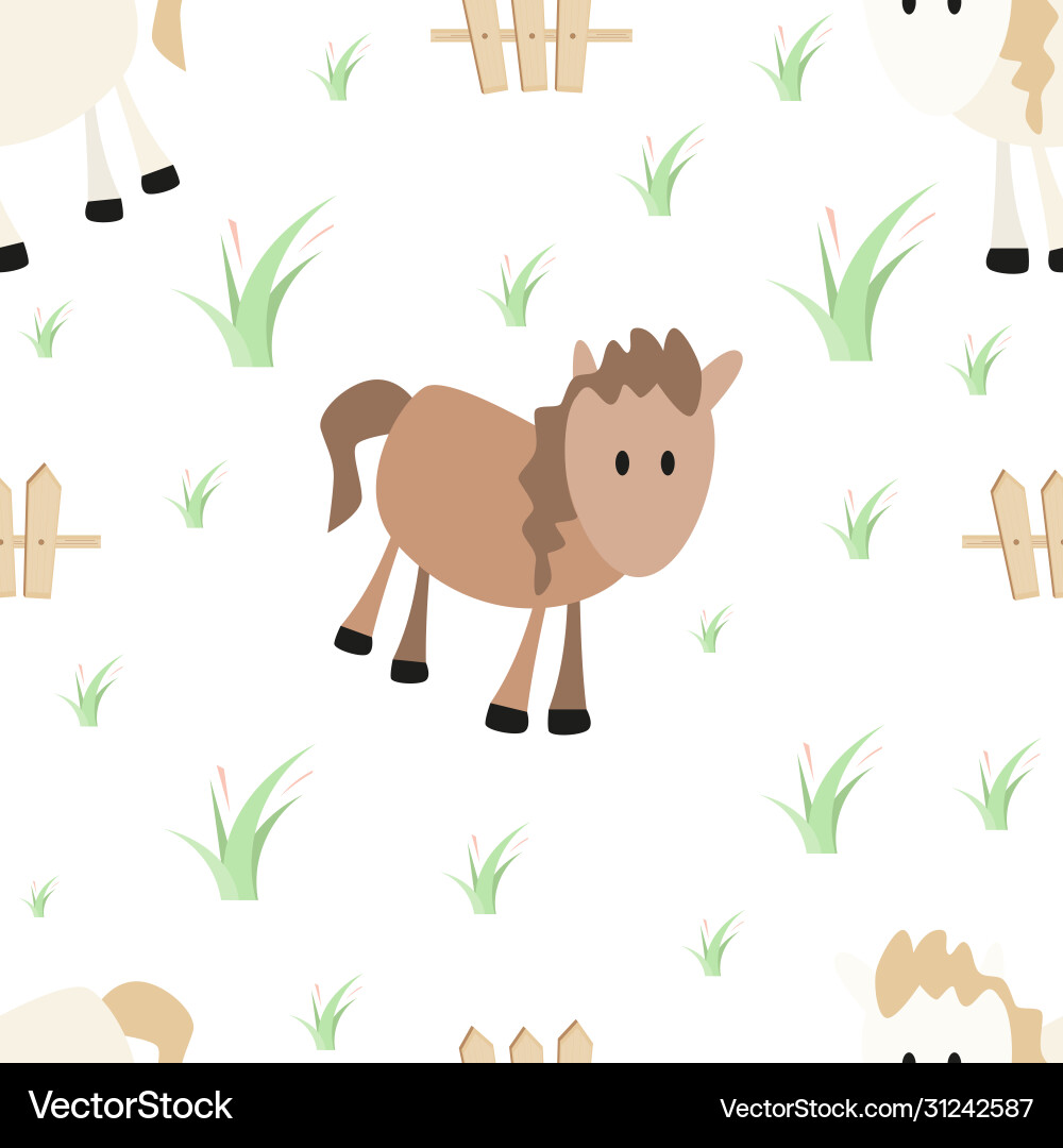 Cute Farm Horse Pattern Vector Image