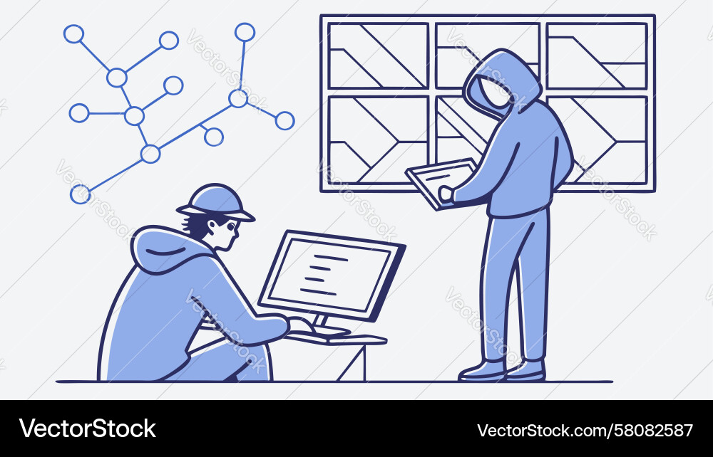 Data Analyst Working on Computer Vector Image