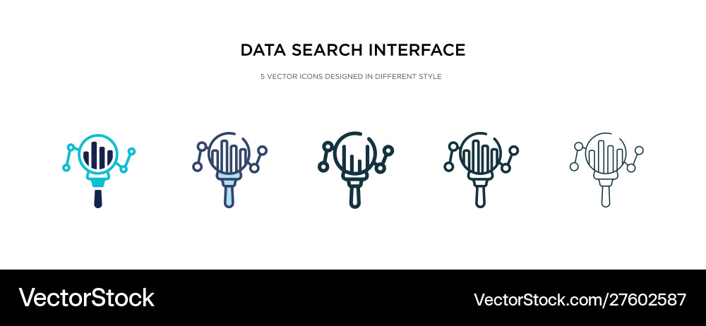 Data search interface icon in different style vector image